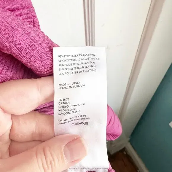 Free People Violet Mini Dress Puff Sleeves Textured Fabric Babydoll Pleated XS - Picture 7 of 13